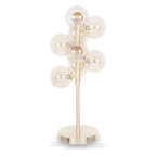 Glass Orb and Gold Metal Table Lamp