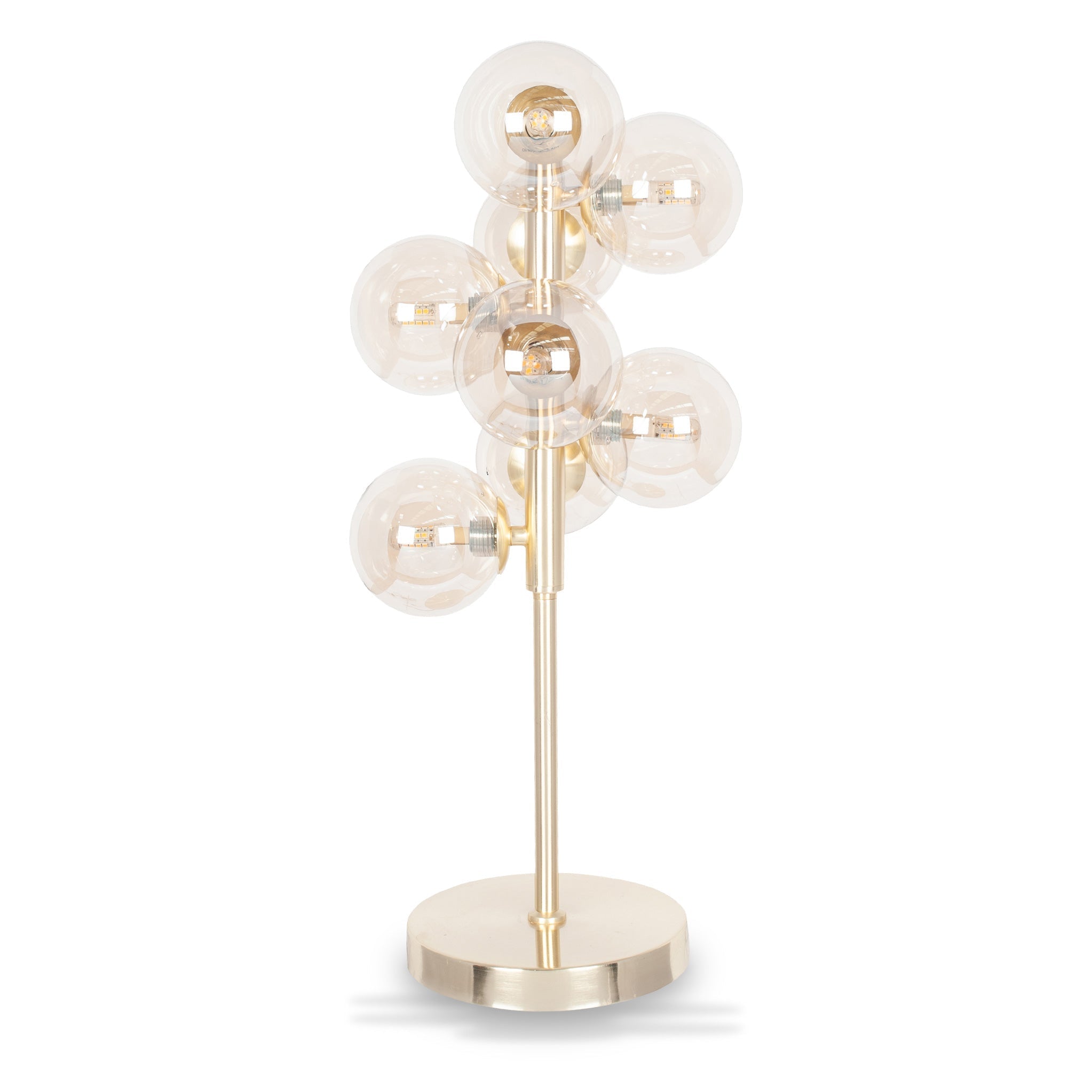 Glass Orb and Gold Metal Table Lamp