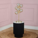 Glass Orb and Gold Metal Table Lamp