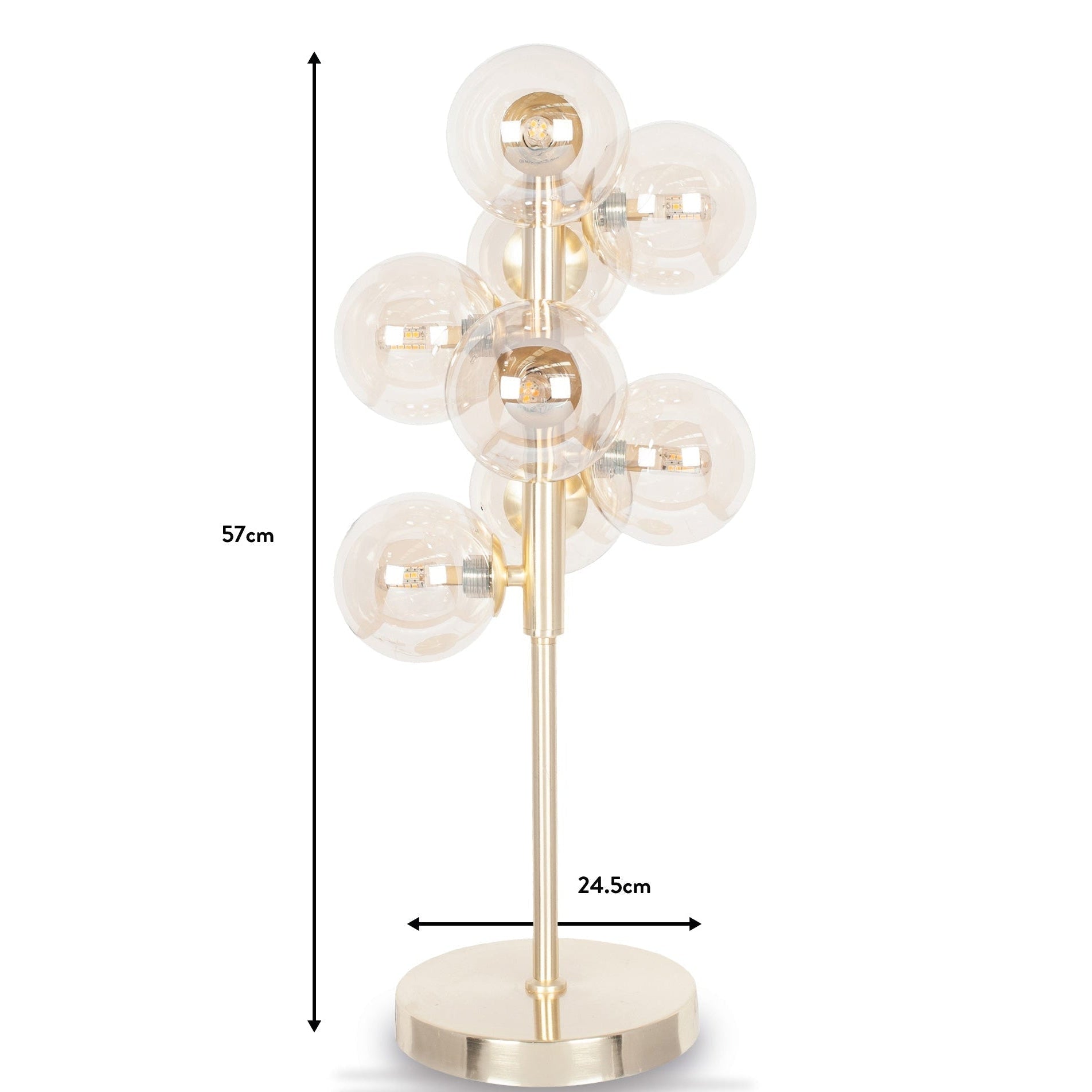 Glass Orb and Gold Metal Table Lamp