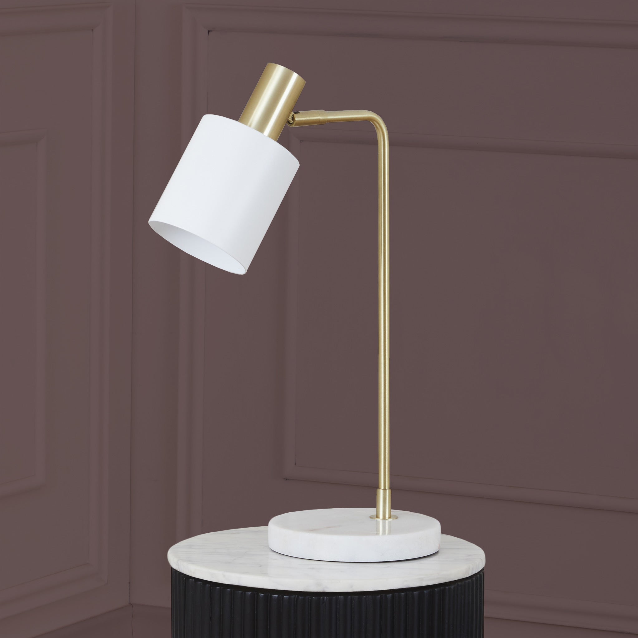 Marble Footed White and Gold Retro Table Lamp