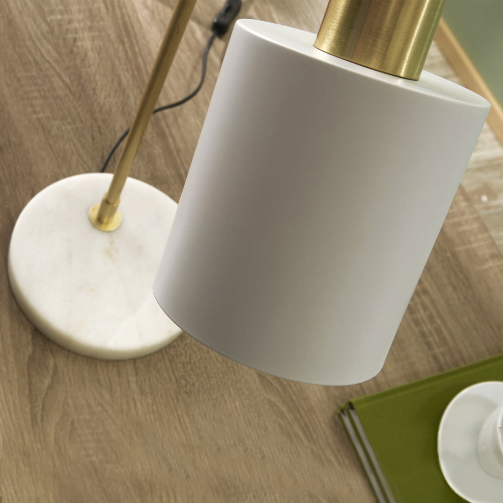 Marble Footed White and Gold Retro Table Lamp