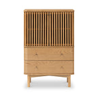 Oak Slatted 2 Drawer 2 Door Cabinet