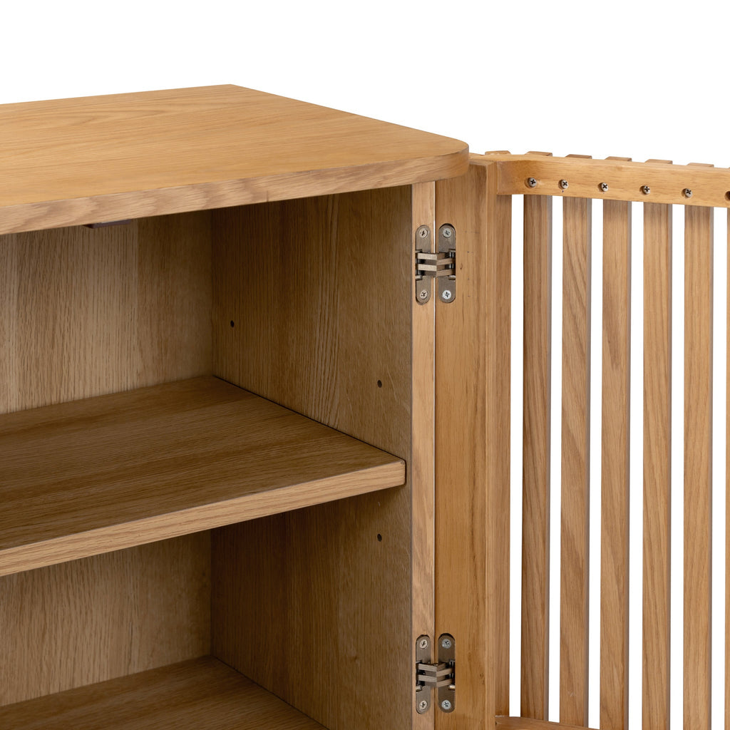 Oak Slatted 2 Drawer 2 Door Cabinet