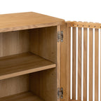 Oak Slatted 2 Drawer 2 Door Cabinet