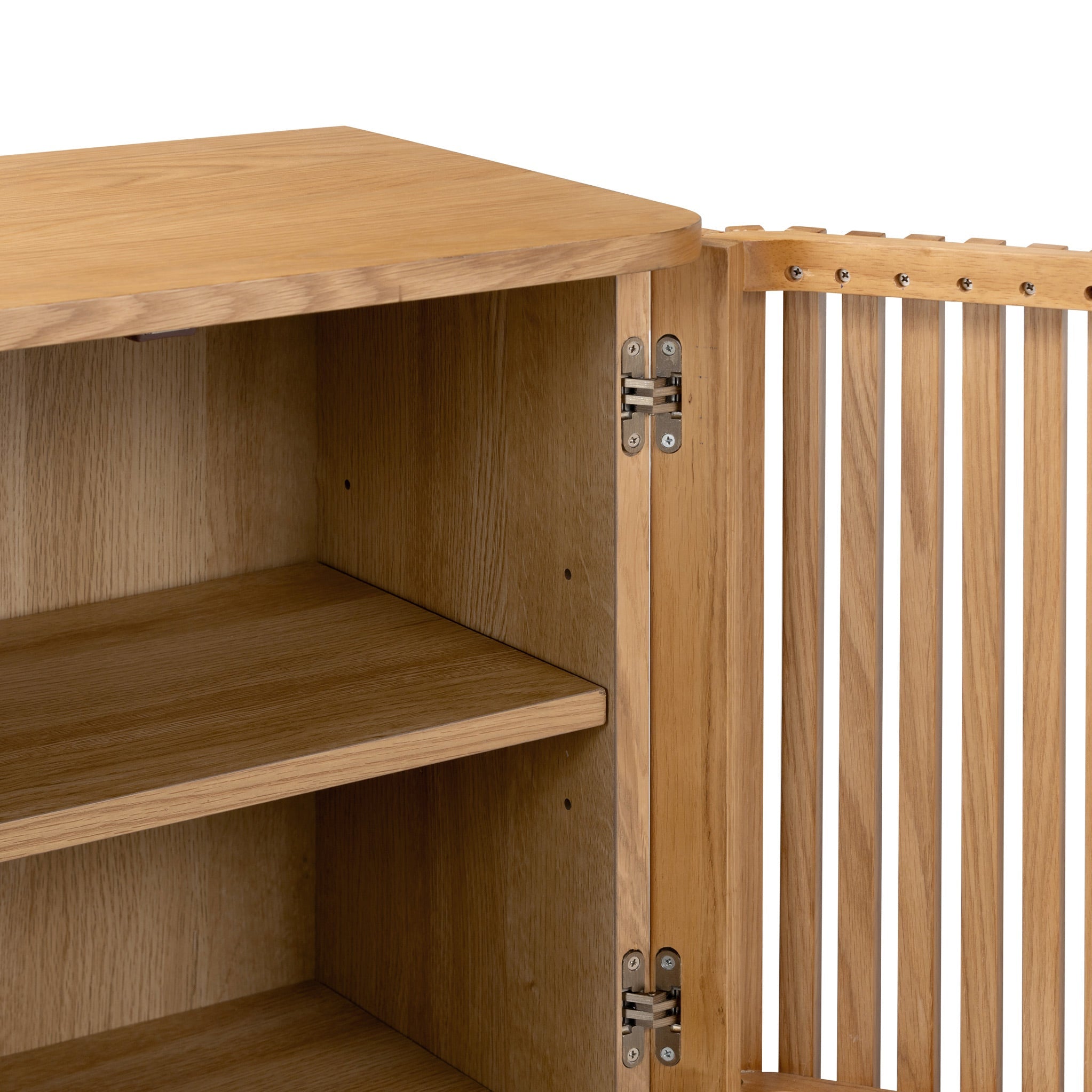 Oak Slatted 2 Drawer 2 Door Cabinet