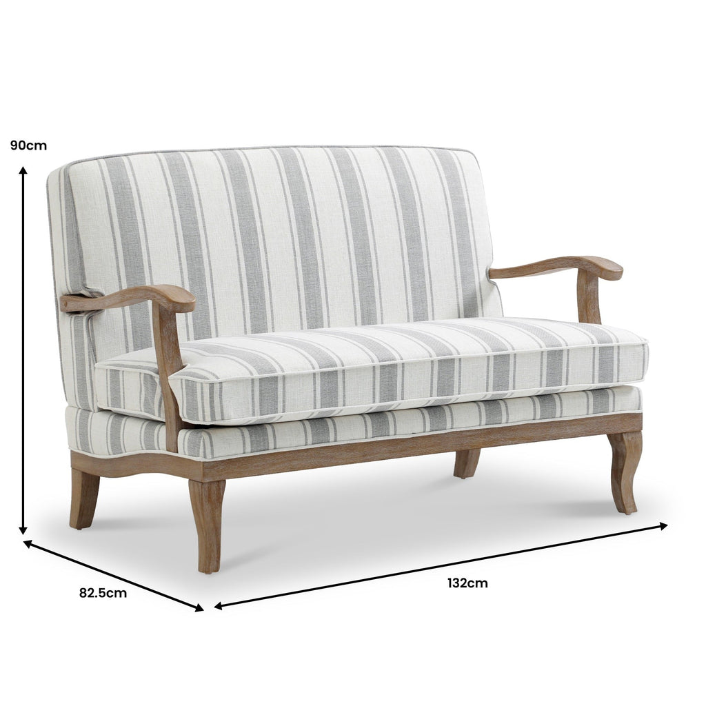 Striped Linen 2 Seater Sofa